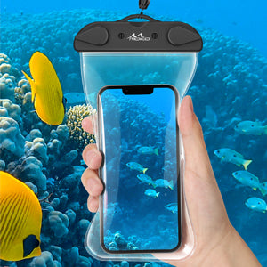MoKo Waterproof Phone Pouch 2-Pack Compatible with iPhone 13/12/11 Pro Max/Mini, Xs Max Xr, SE 3/2, Galaxy S22/S21/20, Note 20/10, Cellphone Dry Bag Case for Snorkeling Swimming, Black + Black