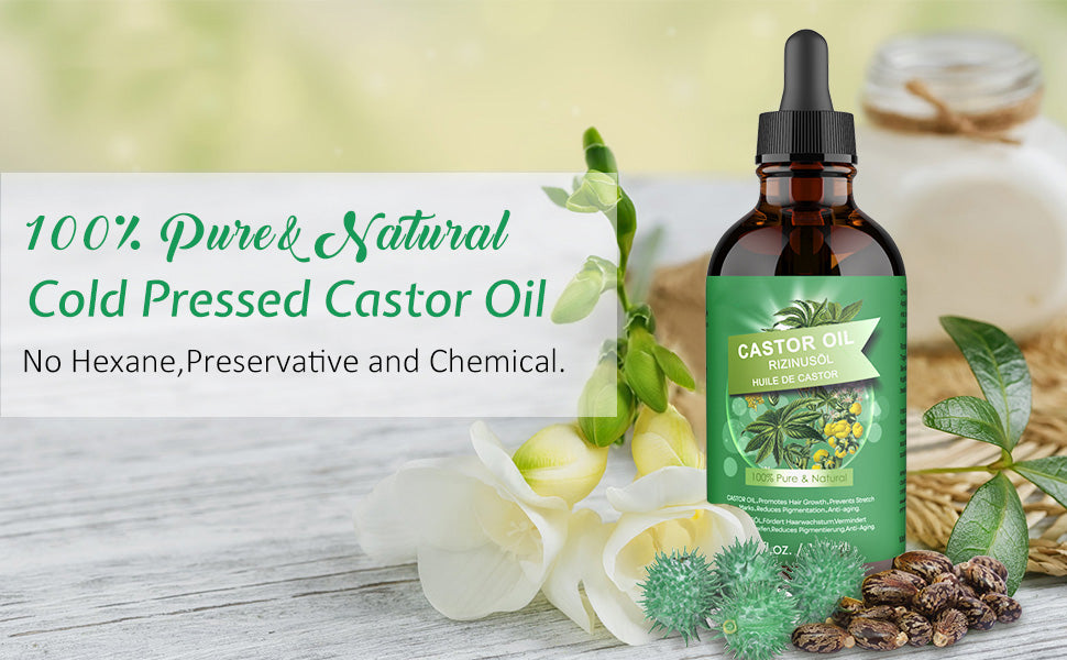 Castor Oil for Hair Growth Eyelashes(118 ml),100% Pure&Natural Cold Pressed Castor Oil for Eyelashes,Hair Growth,Beard,Body,Face,Skin Care,Nail