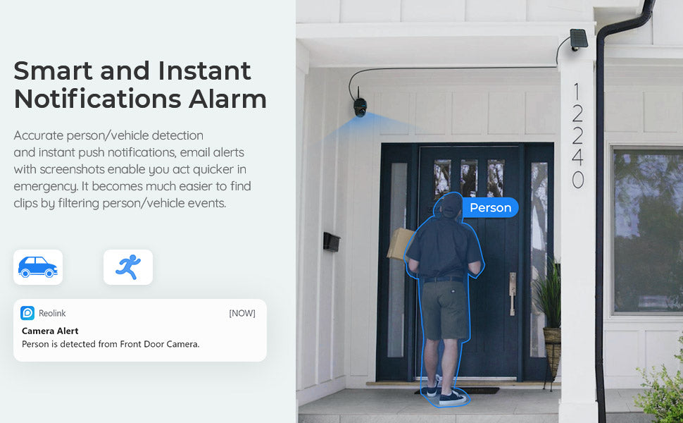Reolink Security Camera Outdoor Wireless, Argus PT 4MP+Solar Panel with 360° Pan-Tilt View, 2K Night Vision, 2.4/5Ghz Wifi Camera Battery Operated with Person/Vehicle Detection, Two-Way Audio - Black