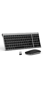 seenda Wireless Keyboard and Mouse, Ultra Compact Rechargeable Small Keyboard and Mouse Combo with USB Receiver Low Profile Silent Keys for Windows Devices-Black