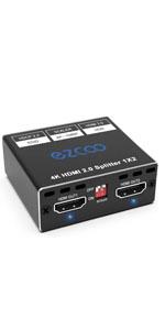 HDMI Splitter 1x2 4K 60Hz 1080P 120Hz 4:4:4 HDR D-olby Vision Atmos Scaler 4K 1080P for Dual Monitors,Firmware Upgrade HDMI 2.0 Splitter 1 in2 out HDCP2.2 PS5 Scaler EDID Switch USB Power ESD SP12H2