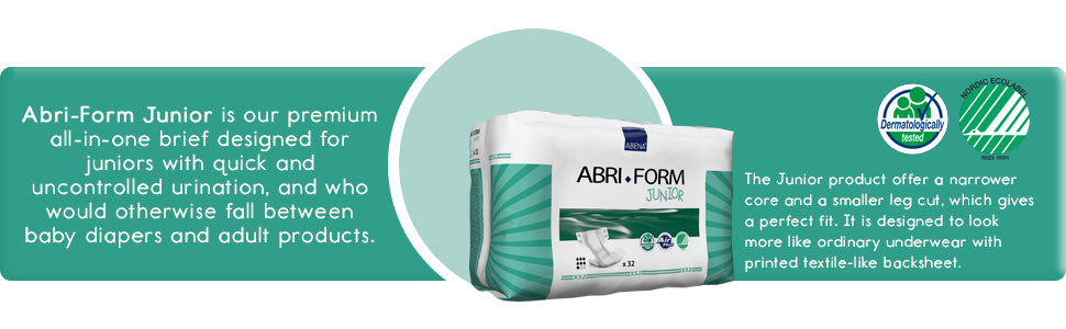 Abena Abri-Form Premium Junior XS2, All-In-One, Hip/Waist Size 40-60 cm, 1500 ml Absorbency, Pack of 32