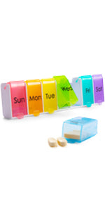 Mossime XL Weekly Pill Organiser 4 Times a Day, 7-Day Pill Box Organiser, Large Daily Dosette Box,7day Medication Organiser, Big Medicine Storage Box,Week Tablet Boxes Organiser for Vitamin