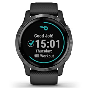 Garmin Vívoactive 4, GPS Smartwatch, Features Music, Body Energy Monitoring, Animated Workouts, Pulse Ox Sensors and More, Black/Slate
