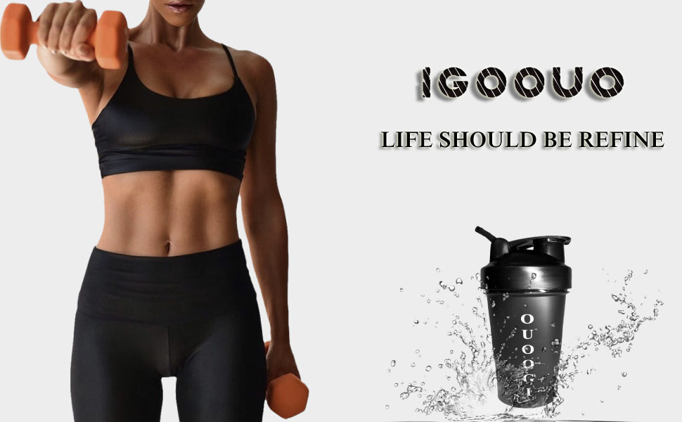 Small Protein Shaker Bottle 400ml,IGOOUO Protein Bottle Shaker,Leakproof Supplements Shakers with Ergonomics Design (400ml)
