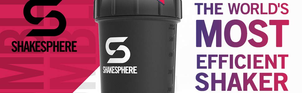 ShakeSphere Tumbler: Protein Shaker Bottle, 700ml - Capsule Shape Mixing - Easy Clean Up - No Blending Ball or Whisk Needed - BPA Free - Mix & Drink Shakes, Smoothies, More - Matte Black/Black Logo