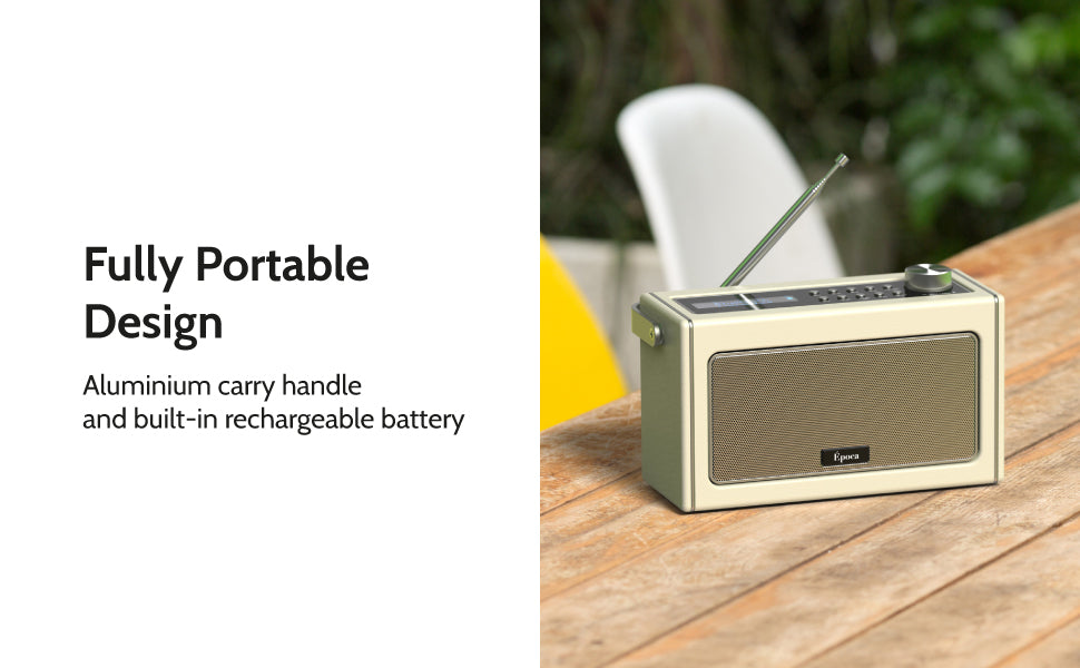 DAB/DAB+ & FM Radio Portable Bluetooth Speaker, Rechargeable Digital Radio with USB Charging for 15 Hours Playback DAB Radio with Bluetooth Stereo Speakers