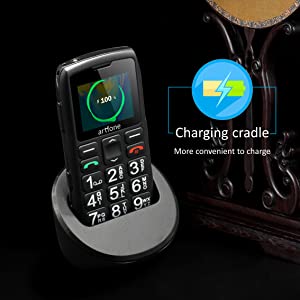 artfone Big Button Mobile Phone for Elderly,Upgraded GSM Mobile Phone With SOS Button | Talking Number | 1400mAh Battery | Dual SIM Unlocked | Torch Side Buttons | Bluetooth | Charging Dock(Black)