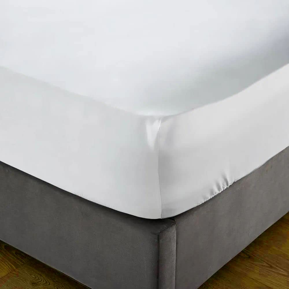 My Home Store Fitted Sheet 100% Egyptian Cotton 300TC Hotel Quality 30 cm Fitted Bedsheets (White, King)