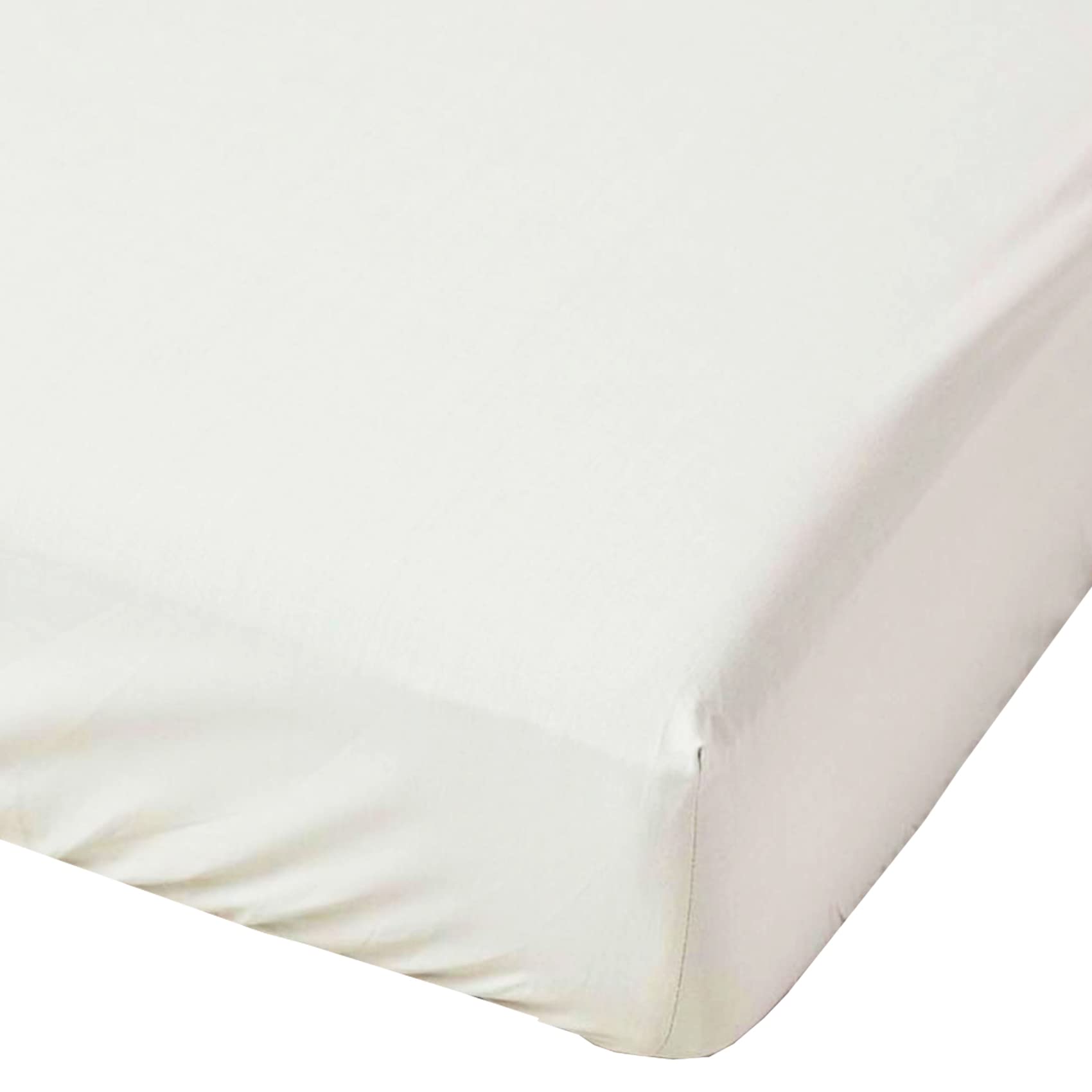 Brit Cotton Easycare Fitted Sheet 25cm/10" Deep with Elasticated Corners, Breathable & Soft Polycotton Bed Sheets (Cream, 4FT SMALL DOUBLE)