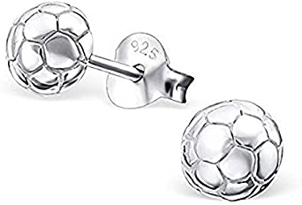 Football/Soccer Stud Earrings - Sterling Silver Small Earrings - Ideal Childrens Earrings