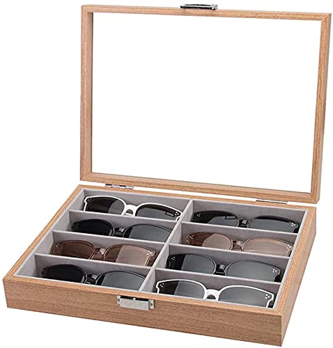 Homeanda Eyeglass Sunglasses Organiser case Wooden 8-Slot Glasses Display Storage Organizer Box