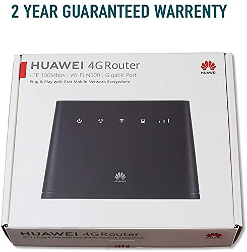 Huawei B311-4G/ LTE 150 Mbps Mobile Wi-Fi Router, Unlocked to All Networks- Genuine UK Warranty stock with FREE SMARTY SIM Card- Black