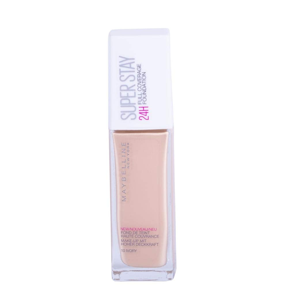 Maybelline New York Foundation, Superstay 24 Hour Longlasting Foundation, Lightweight Feel, Water and Transfer Resistant, 30 ml, Shade: 10, Ivory