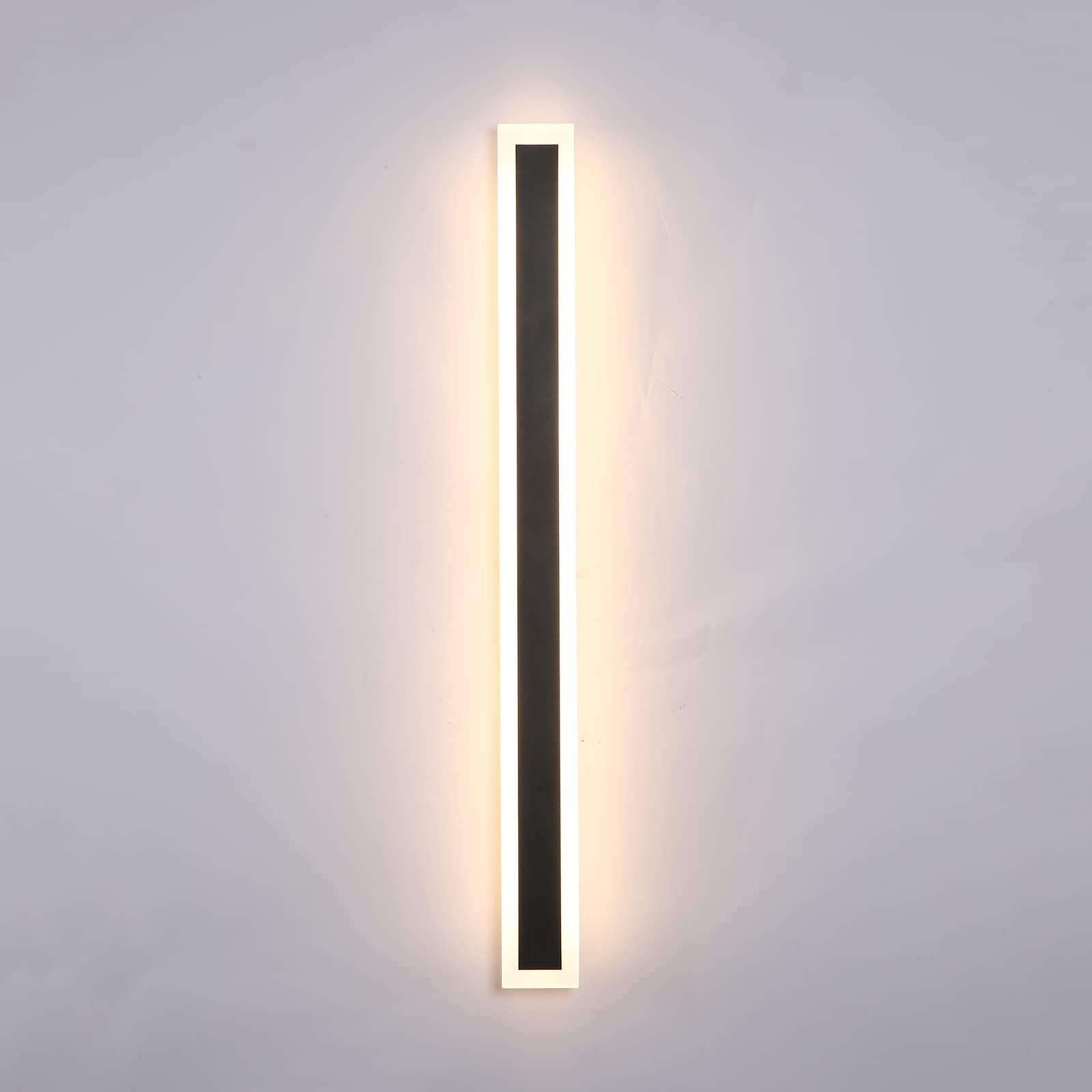 Outdoor Strip Wall Light Modern LED 18W Wall Sconce Fixture Rectangular Black Wall Light White Acrylic IP65 3000K Suitable for Balcony Gate