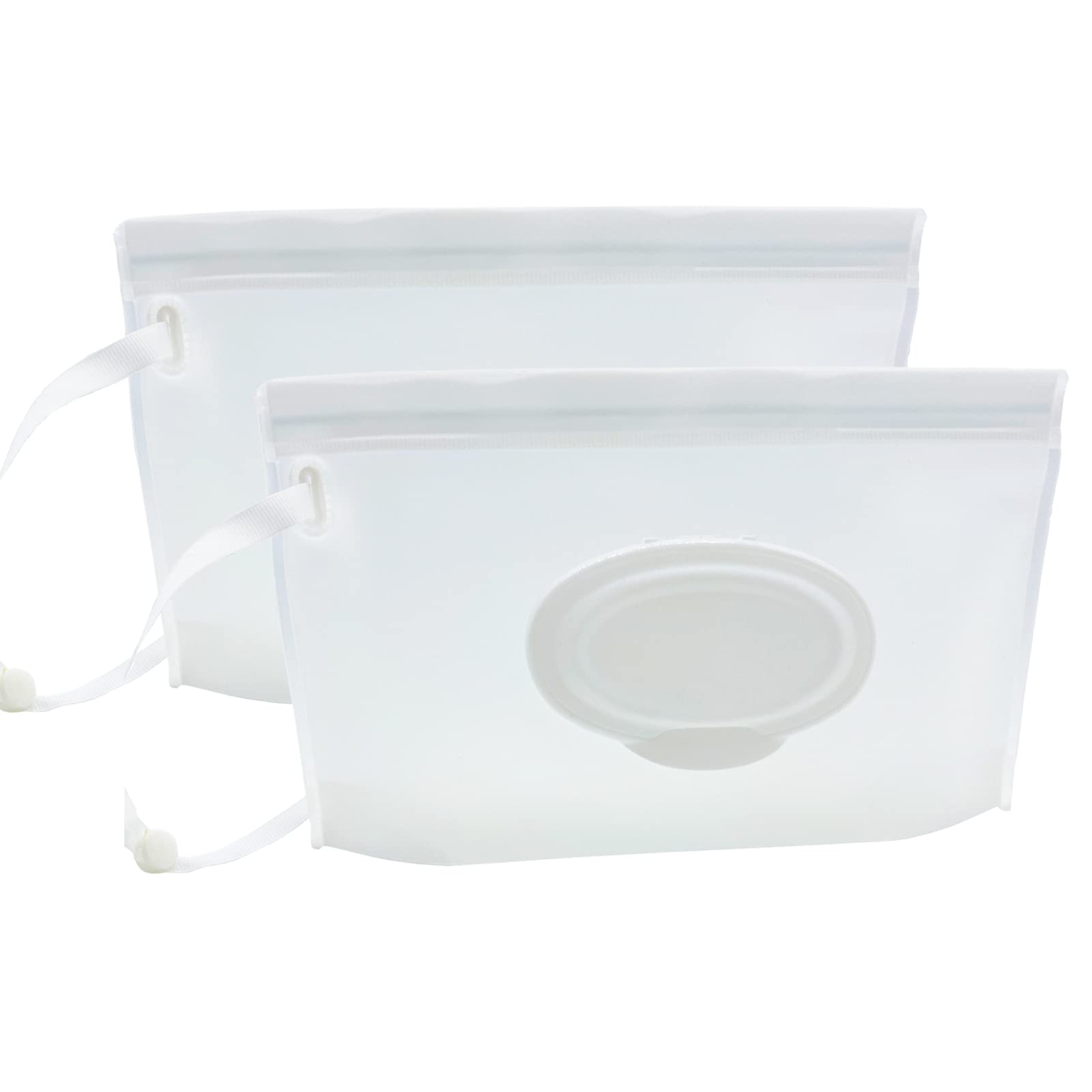 ULVBABI Portable Wet Wipe Pouch Dispenser, Reusable Baby Diaper Disposal Bags, Refillable Personal Travel Clutch Dispenser Holder | Keeps Wet Wipes Moist (Transparent Style, 2 Pack)