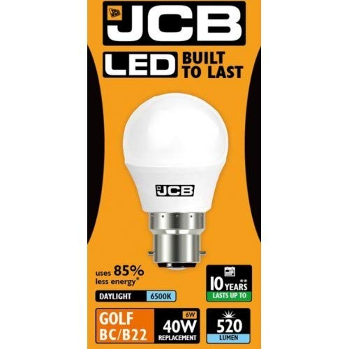 JCB LED Daylight BC B22 Bayonet Cap Golf Ball Mini Globe Lamp 6500K Light Bulb 40W Equivalent