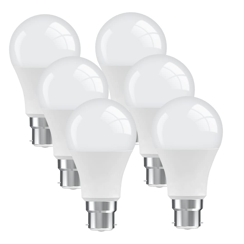 Bayonet Light Bulb 100w, B22 LED Bulbs Cool White 6000K, 13w Energy Saving Bulb, 1200 Lumen, Non-Dimmable, 6-Pack