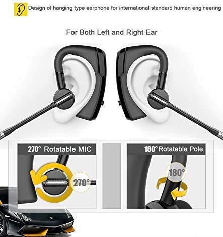 Bluetooth Headset V5.0, Ultra Light Weight(12g) Hand Free Wireless Bluetooth Earpiece 240 Hours Stand-By Sweatproof Noise Cancelling for Apple iPhone Samsung LG Sony Android PC Laptop