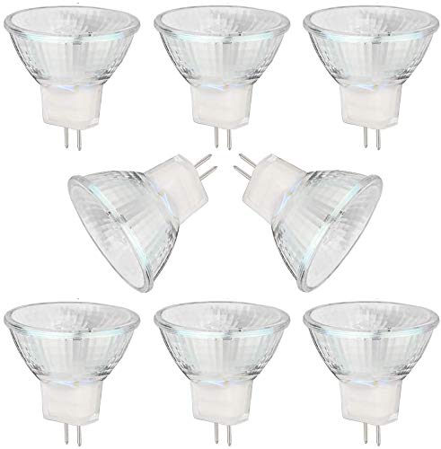 MR11 Halogen Bulbs 12V 20W GZ4 Bi-Pin Base Spotlight Dimmable Glass Cover 35mm Diameter Warm White 2700K（Pack of 8)