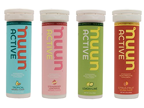 Nuun Active Hydration - Tropical Fruit / Strawberry Lemonade / Lemon Lime / Citrus Fruit - Pack of 4 Tubes