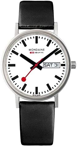 Mondaine Evo2 MSE.35110.LC Mens and Womens Watch 35mm - Official Swiss Railways Wrist Watch Red Leather Strap 30m Waterproof Sapphire Crystal