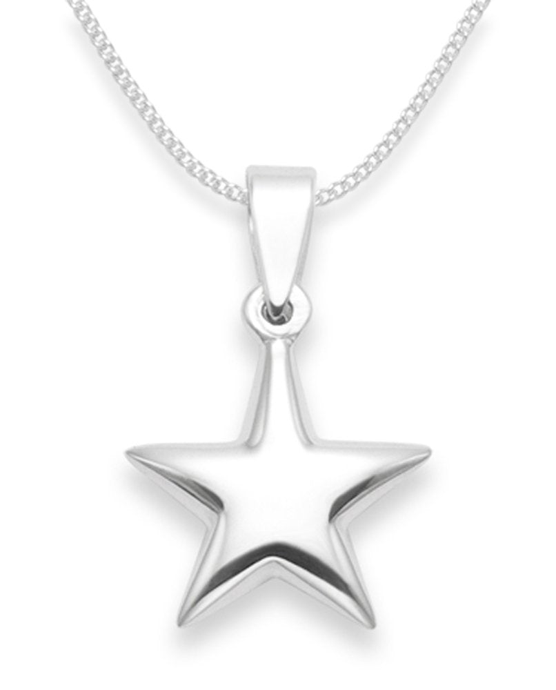 Children's Sterling Silver Star Necklace on 14" Silver chain - SIZE: 14mm Gift Boxed 8104/14
