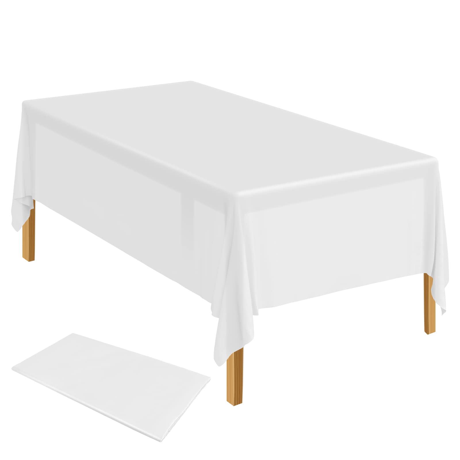 ELECLAND Plastic Table Cover 137 x 274 cm Plastic Tablecloth Rectangle Table Covers for Indoor or Outdoor Baby Shower, Wedding, Birthday Party Decorations (1, White)