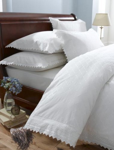 Balmoral Double Duvet Cover & 2 Pillowcase Bedding Bed Set White