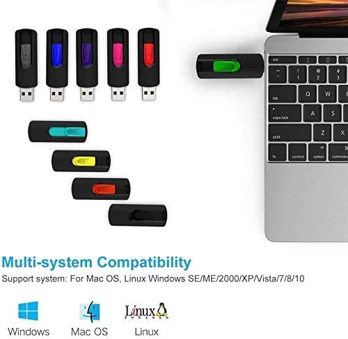 Vansuny 5Pack 64GB USB Stick USB 2.0 Flash Drive Memory Stick Thumb Drive Slide Retractable Jump Drive (5 Mixed Color, 64GB)