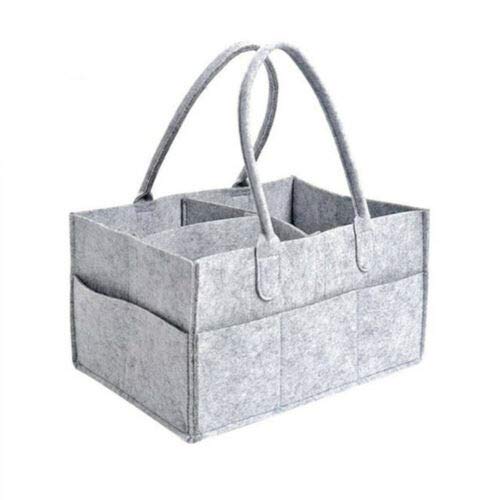 Yueshop Grey Felt Baby Diaper Caddy Nursery Storage Wipes Bag Nappy Organizer Container (Grey)