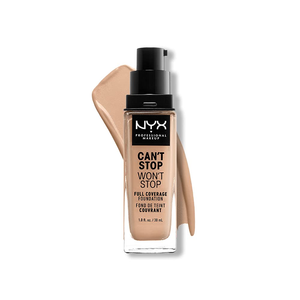 NYX Professional Makeup Can't Stop Won't Stop Full Coverage Foundation, Long Lasting, Waterproof, Vegan Formula, Matte Finish, Shade: Natural