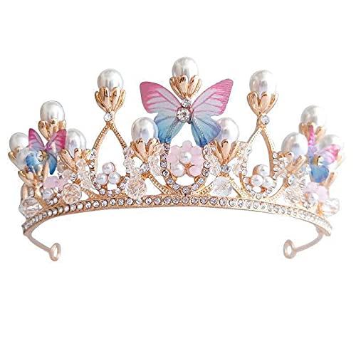 Girls Crystal Tiara Crown Women Flower Butterfly Princess Headband Gift for Wedding Prom Birthday Party Pageant Christmas Hair Accessories Present for 5-16 Years Teens Jewelry