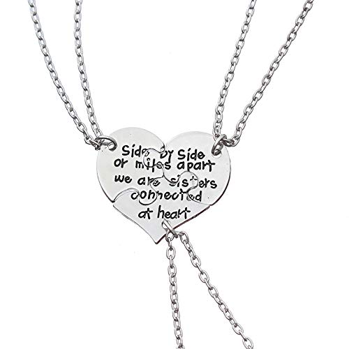 3 PCS Side By Side Or Miles Apart We Are Sisters Connected At Heart Necklaces For Sister