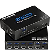 HDMI Splitter 1x2 4K 60Hz 1080P 120Hz 4:4:4 HDR D-olby Vision Atmos Scaler 4K 1080P for Dual Monitors,Firmware Upgrade HDMI 2.0 Splitter 1 in2 out HDCP2.2 PS5 Scaler EDID Switch USB Power ESD SP12H2