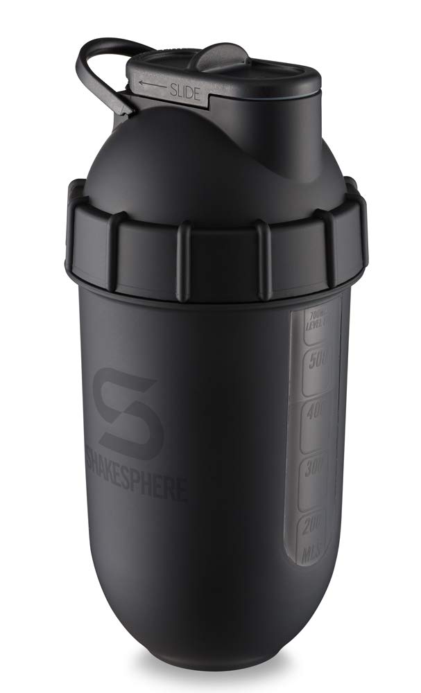ShakeSphere Tumbler View: Protein Shaker Bottle with Side Window, 24oz ● Capsule Shape Mixing ● Easy Clean Up ● No Blending Ball Needed ● BPA Free ● Mix & Drink Shakes, Smoothies, More (Matte Black)