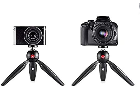 Manfrotto MTPIXI-B, PIXI Mini Tripod with Handgrip for Compact System Cameras, DSLR, Mirrorless, Video, Compact Size, Technopolymer and Aluminium, Black