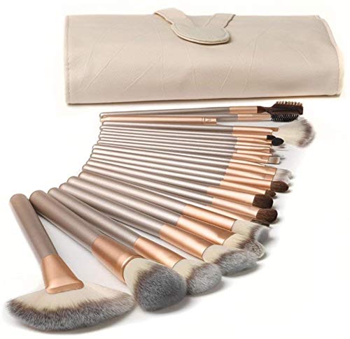 Make up Brushes,TTRWIN 18 Pcs Professional Makeup Brush Set Synthetic Kabuki Face Blush Lip Eyeshadow Eyeliner Foundation Powder Cosmetic Brushes Kit with PU Leather Bag Beige