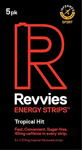 Revvies Energy Strips | Tropical Hit | 50 Strips | 40mg Caffeine Strip | 2 Strip = Coffee/Energy Drink | Less Than 2 Calories | Vegan | 10 x 5PK…