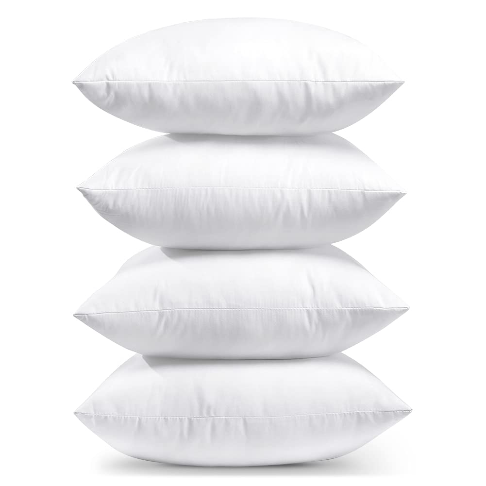 JOTOM Premium Cushion Inserts 45x45cm Cushion Inner Pads 18x18 Inch Bedding Decorative Square Pillows Inserts Soft Pillow Filling Pillow Stuffer for Sofa Couch Bed Cushions Set of 4 (White Pack of 4)