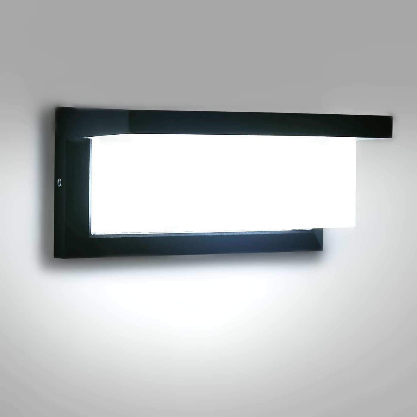 Lightess 18W Outdoor Wall Light IP65 Waterproof Wall Lamp Exterior Bulkhead Wall Lights Garden Anthracite Led Wall Sconce Light Fixture for Outside Porch Garage Corridor Workshop Patio - Cool White