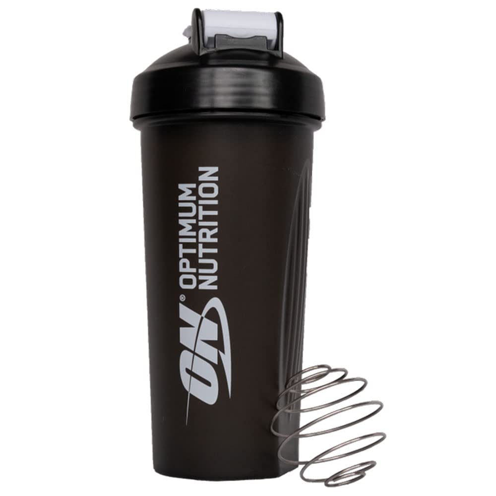 Optimum Nutrition ON Shaker with Stainless Steel Mixing Ball, BPA- and DEHP-free, Dishwasher Safe, Black, 600 ml
