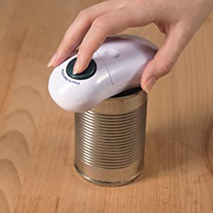 Culinare C50600 One Touch Electronic Tin Opener | White | Plastic/Stainless Steel | Automatic Can Opener | Battery Operated/Hands-Free Use/Magnetic Lid Removal | Batteries Not Included
