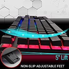 Gaming Keyboard RGB USB Wired Rainbow Keyboard Designed for PC Gamers, PS4, PS5, Laptop, Xbox, Nintendo Switch, Orzly - RX-250 Hornet Edition (Black)