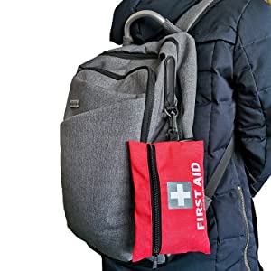 Mini First Aid Kit, 92 Pieces Small First Aid Kit - Includes Emergency Foil Blanket, Scissors for Travel, Home, Office, Vehicle, Camping, Workplace & Outdoor (Red)
