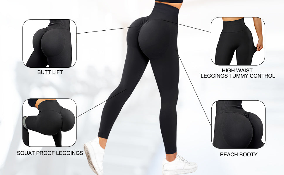 RXRXCOCO Seamless Butt Lifting Workout Leggings for Women High Waist Yoga  Pants