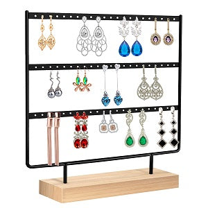 Discoball Earring Holder Stand,Hanging Jewelry Organizer – 3 Tier Tabletop Earrings Display Stand Tree(66 Holes)