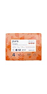 Pura Premium Eco Baby Nappies Size 1 (Newborn 2-5kg / 4-11 lbs) 6 x 22 per pack, 132 Infant Sustainable Diapers, Perfume Free, Clinically Tested and Hypoallergenic