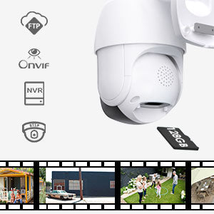 【4X Optical Zoom】ieGeek 360° Security Camera Outdoor, Auto Tracking CCTV Camera Systems with Color Night Vision, 1080P WiFi Wireless PTZ Home Security Camera, Human Motion Detection, Voice Intercom