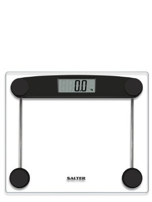 Salter Compact Digital Bathroom Scales, Easy to Read Digital Display, Instant Reading Step-On Feature, Non-Slip, Toughened Glass, Black